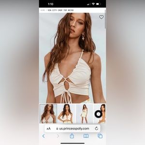 Princess Polly SIN CITY CROP TOP BEIGE